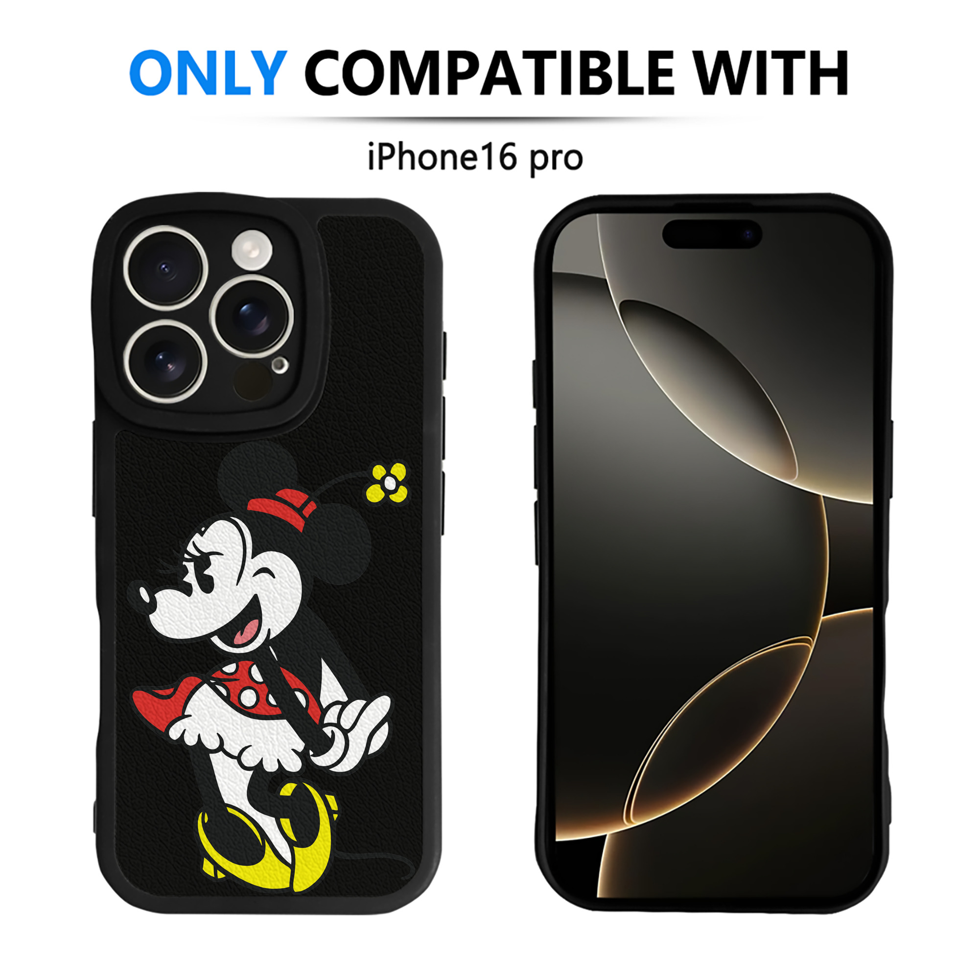 （画像用） ミッキーマウス Mickey Mouse 【iPhone 16シリーズ対応】シリコンスマホケース（レザー調） 材質：シリコン
